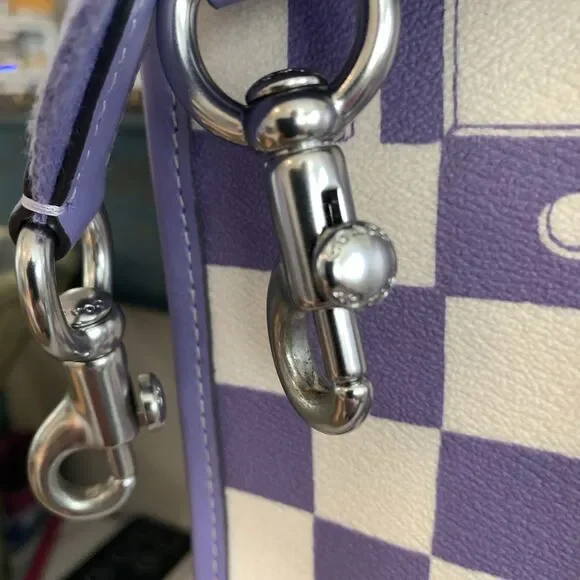 COACH Smith Tote CR101 Violet Checkerboard Print Leather Shoulder Bag - Picture 9 of 16
